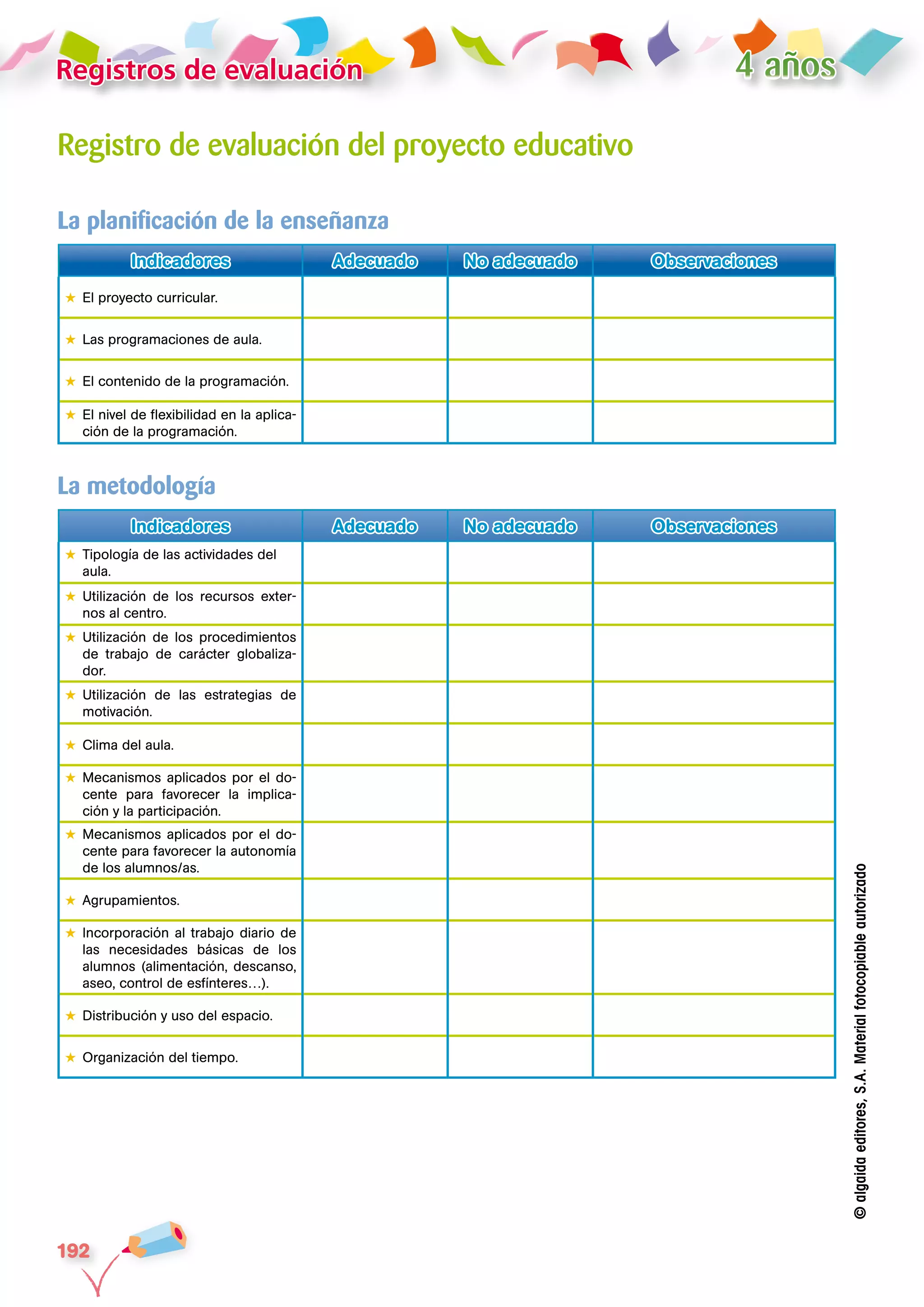 Registro de evaluación del proyecto educativo | PDF