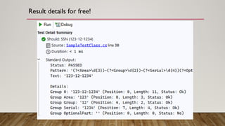 How to automatically create and run Regular Expression unit tests | PPTX
