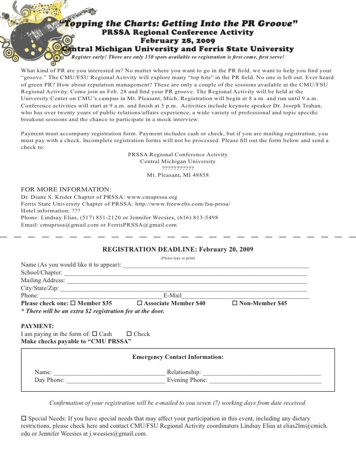 PRSSA Regional Conference Registration Form