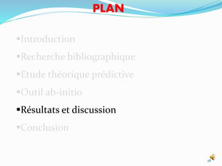 28
Introduction
Recherche bibliographique
Etude théorique prédictive
Outil ab-initio
Résultats et discussion
Conclusion
PLAN
 