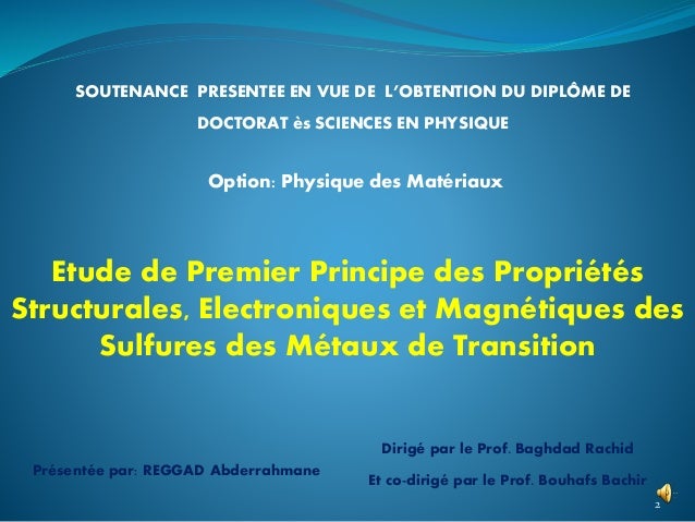 Soutenance De These De Doctorat Ppt Chimie  Titre De La Thèse