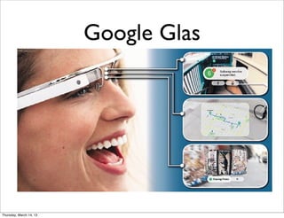 Google Glas




Thursday, March 14, 13
 