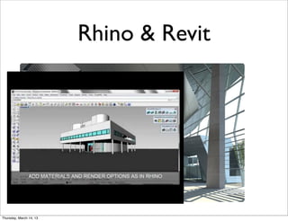 Rhino & Revit




Thursday, March 14, 13
 
