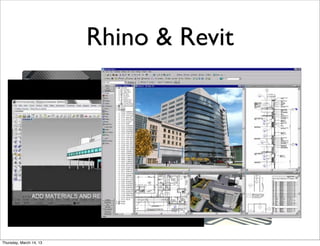 Rhino & Revit




Thursday, March 14, 13
 