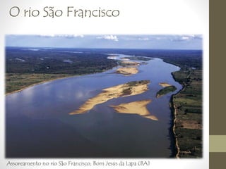 O rio São Francisco 
Assoreamento no rio São Francisco, Bom Jesus da Lapa (BA) 
 