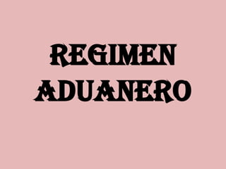REGIMEN ADUANERO 