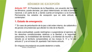 los regimenes de excepción en la constitución. Perú | PPTX