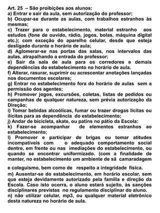 Seção VIII


                                   Da Biblioteca/Multimeios


Art. 40 – O Centro de Multimeios é constituído como um intermediário no processo ensino
aprendizagem para a execução da educação de qualidade.


 Art. 41 _ Para coordenar os trabalhos do Centro de Multimeios, serão lotados professores com 200
h/a e outro como apoio, com 100 h/a mensais, incluindo as atividades de planejamento as quais
terão a responsabilidade de coordenar todos os programas do Centro de Multimeios, realizando em
conjunto com os professores dos diferentes níveis e modalidades de ensino, o planejamento das
ações do Centro de Multimeios e participantes da sua execução, conforme portaria de lotação.


Art. 42 - O Centro de Multimeios funcionará no mesmo horário de funcionamento da escola.


Art. 43 - O Centro de Multimeios terá função de:


a) BIBLIOTECA: pois manterá em sua infra-estrutura: jornais, livros, literatura e obras diversas
   que servirá, de apoio para pesquisas a docentes, discentes e comunidade em geral;


b) BANCO DE LIVROS: que será de sua responsabilidade a entrega, guarda, recolhimento,
   conservação e catalogação de todos os livros utilizáveis pelos discentes e docentes;



c) VIDEOTECA: comportar sob sua responsabilidade as fotografias e Vídeos dos eventos
   escolares e projetos desenvolvidos;


d) LABORATÓRIO DE INFORMÁTICA: auxiliar os monitores quando se tratar de pesquisas á
   serem feitas pelos alunos acompanhados do professor devidamente agendada, com
   apresentação do projeto de pesquisa fato pelo professor



e) EXTENSÃO DA LEITURA ESCRITA- realizará em cooperação com o núcleo gestor e
   docentes, a divulgação e incentivo a adesão em concursos, olimpíadas culturais e afins


                                           Seção IX


                         Do Laboratório de Ciências e de Informática


Art. 44 – Será lotados na Coordenação do Laboratório Didático de Ciências da Natureza e
Educação Ambiental, professores das áreas de Ciências Exatas e de Matemática de acordo com a
 