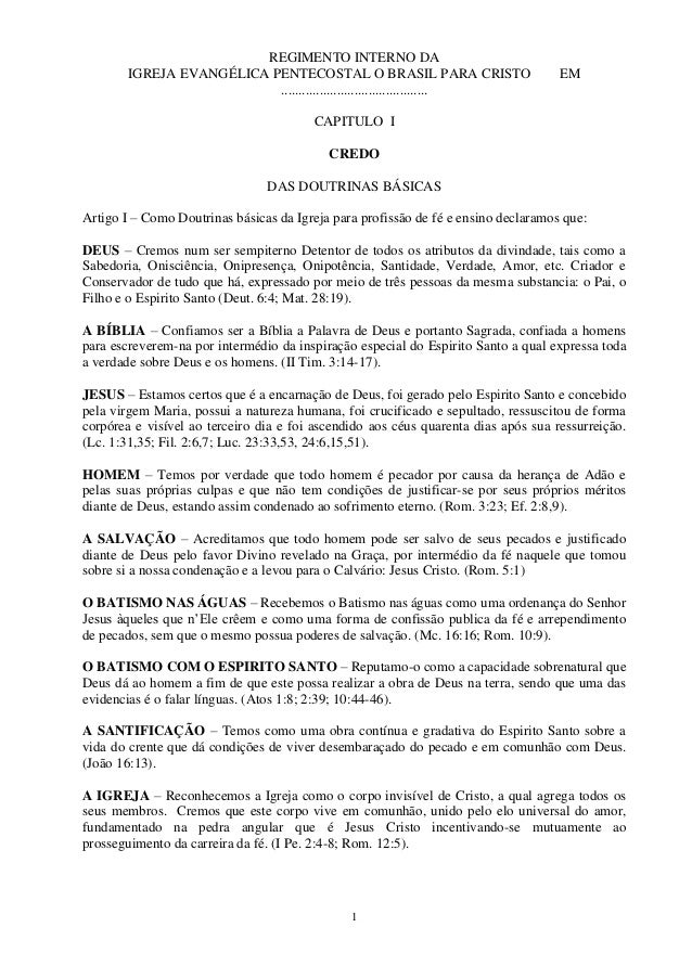 Regimento Interno das Igrejas OBPC