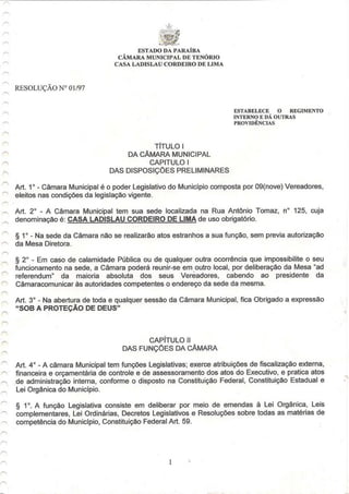 Regimento interno tenório pb