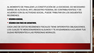 Regímenes de las personas fisicas y personas morales | PPTX