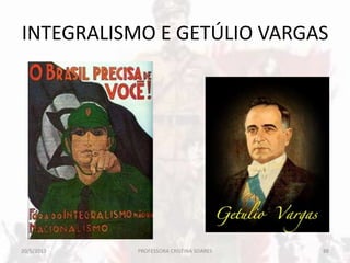 INTEGRALISMO E GETÚLIO VARGAS
20/5/2013 88PROFESSORA CRISTINA SOARES
 