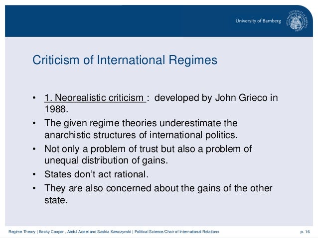 Regime theory – International Regimes Regime theory – International Regimes