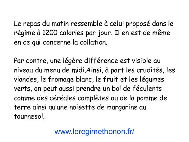 Régime à 1200 Calories Menu Type