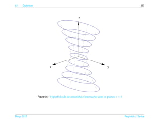 6.1   Qu´ dricas
        a                                                                                                    367



                                                     z




                             x                                                y




                   Figura 6.6 – Hiperboloide de uma folha e intersecoes com os planos z = k
                                                                   ¸˜




Marco 2012
   ¸                                                                                          Reginaldo J. Santos
 