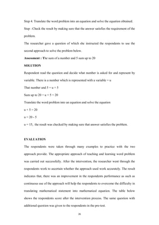 Mathematical Word Problem Translation USING INDUCTIVE APPROACH TO ASSESS THE DIFFICULTIES IN TRANSLATING ...