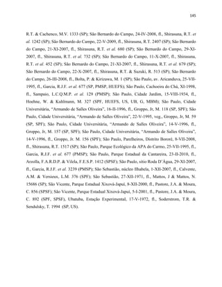 145
R.T. & Cachenco, M.V. 1333 (SP); São Bernardo do Campo, 24-IV-2008, fl., Shirasuna, R.T. et
al. 1242 (SP); São Bernardo do Campo, 22-V-2009, fl., Shirasuna, R.T. 2407 (SP); São Bernardo
do Campo, 21-XI-2007, fl., Shirasuna, R.T. et al. 680 (SP); São Bernardo do Campo, 29-XI-
2007, fl., Shirasuna, R.T. et al. 732 (SP); São Bernardo do Campo, 11-X-2007, fl., Shirasuna,
R.T. et al. 452 (SP); São Bernardo do Campo, 21-XI-2007, fl., Shirasuna, R.T. et al. 679 (SP);
São Bernardo do Campo, 22-X-2007, fl., Shirasuna, R.T. & Suzuki, R. 513 (SP); São Bernardo
do Campo, 26-III-2008, fl., Bolta, P. & Kirizawa, M. 1 (SP); São Paulo, av. Aricanduva, 25-VII-
1995, fl., Garcia, R.J.F. et al. 677 (SP, PMSP, HUEFS); São Paulo, Cachoeira do Chá, XI-1998,
fl., Sampaio, L.C.Q.M.P. et al. 129 (PMSP); São Paulo, Cidade Jardim, 15-VIII-1934, fl.,
Hoehne, W. & Kuhlmann, M. 327 (SPF, HUEFS, US, UB, G, MBM); São Paulo, Cidade
Universitária, “Armando de Salles Oliveira”, 16-II-1996, fl., Groppo, Jr, M. 118 (SP, SPF); São
Paulo, Cidade Universitária, “Armando de Salles Oliveira”, 22-V-1995, veg., Groppo, Jr, M. 59
(SP, SPF); São Paulo, Cidade Universitária, “Armando de Salles Oliveira”, 14-V-1996, fl.,
Groppo, Jr, M. 157 (SP, SPF); São Paulo, Cidade Universitária, “Armando de Salles Oliveira”,
14-V-1996, fl., Groppo, Jr. M. 156 (SPF); São Paulo, Parelheiros, Distrito Bororé, 8-VII-2008,
fl., Shirasuna, R.T. 1517 (SP); São Paulo, Parque Ecológico da APA do Carmo, 25-VII-1995, fl.,
Garcia, R.J.F. et al. 677 (PMSP); São Paulo, Parque Estadual da Cantareira, 23-II-2010, fl.,
Arzolla, F.A.R.D.P. & Vilela, F.E.S.P. 1412 (SPSF); São Paulo, sítio Roda D’Água, 29-XI-2007,
fl., Garcia, R.J.F. et al. 3239 (PMSP); São Sebastião, núcleo Ilhabela, 1-XII-2007, fl., Calvente,
A.M. & Versieux, L.M. 376 (SPF); São Sebastião, 27-XII-1971, fl., Mattos, J & Mattos, N.
15686 (SP); São Vicente, Parque Estadual Xixová-Japuí, 8-XII-2000, fl., Pastore, J.A. & Moura,
C. 856 (SPSF); São Vicente, Parque Estadual Xixová-Japuí, 5-I-2001, fl., Pastore, J.A. & Moura,
C. 892 (SPF, SPSF), Ubatuba, Estação Experimental, 17-V-1972, fl., Soderstrom, T.R. &
Sendulsky, T. 1994 (SP, US).
 