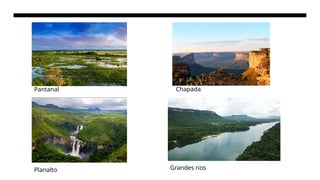 Pantanal
Planalto
Chapada
Grandes rios
 