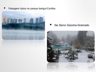  Paisagem típica no parque barigui-Curitiba
 Na Serra Gaúcha-Gramado
 