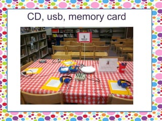 CD, usb, memory card
 