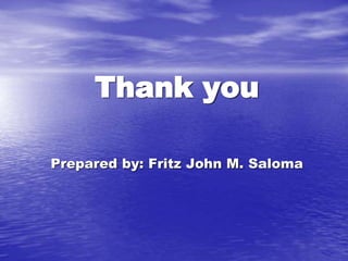 Thank you 
Prepared by: Fritz John M. Saloma 
