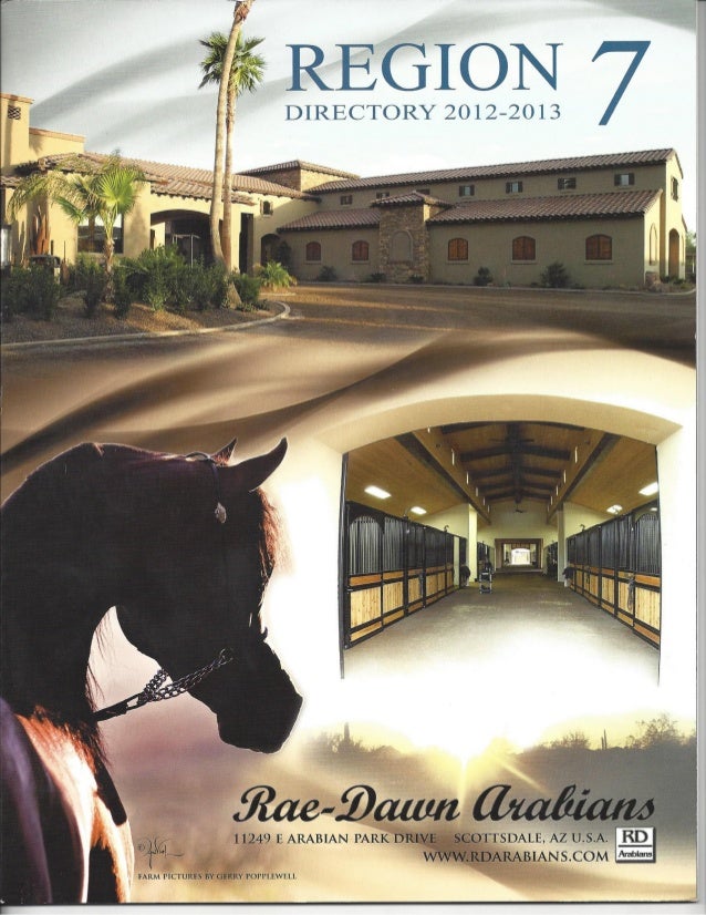 Arabian Horse Show Region 7 Directory Cover 20122013 Rae Dawn