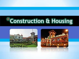 Construction and HousingTotal number of building construction projects in Zamboanga Peninsula was recorded at 327 units or valued at Php234,695,000 in the third quarter of 2010. Among the provinces, Zamboanga del Norte was noted to have the most number of building constructions which was recorded at 272 units, followed by Zamboanga del Sur and Isabela City at 53 and 2 units, respectively.