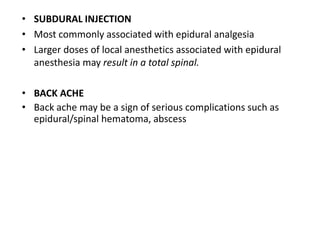 Subdural Injection Anesthesia Regional anesthesia | PPTX