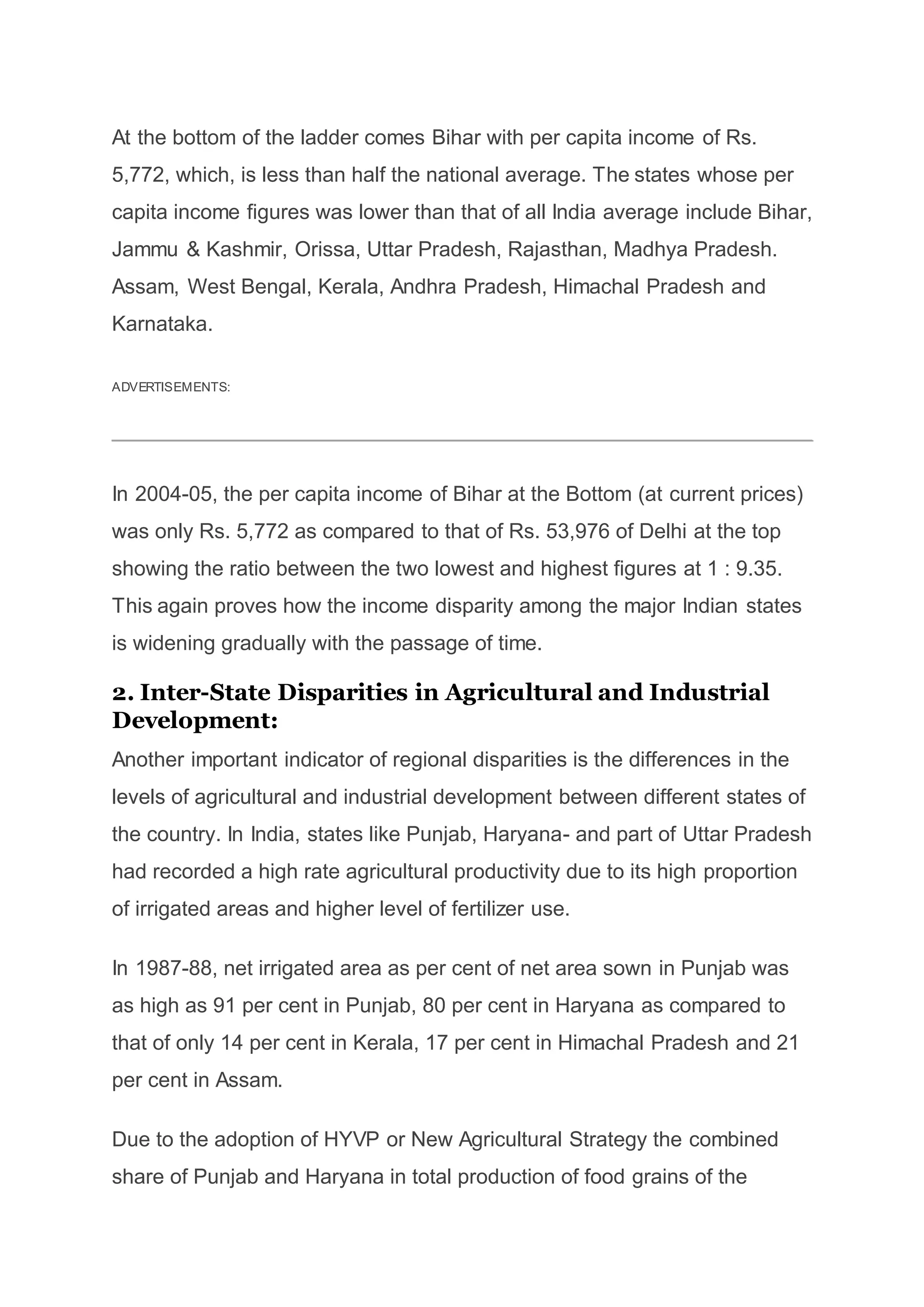 Regional disparities in india | DOCX
