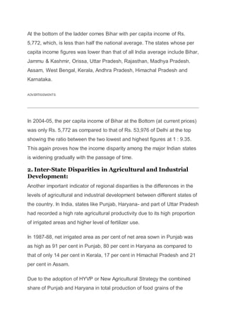 Regional disparities in india | DOCX