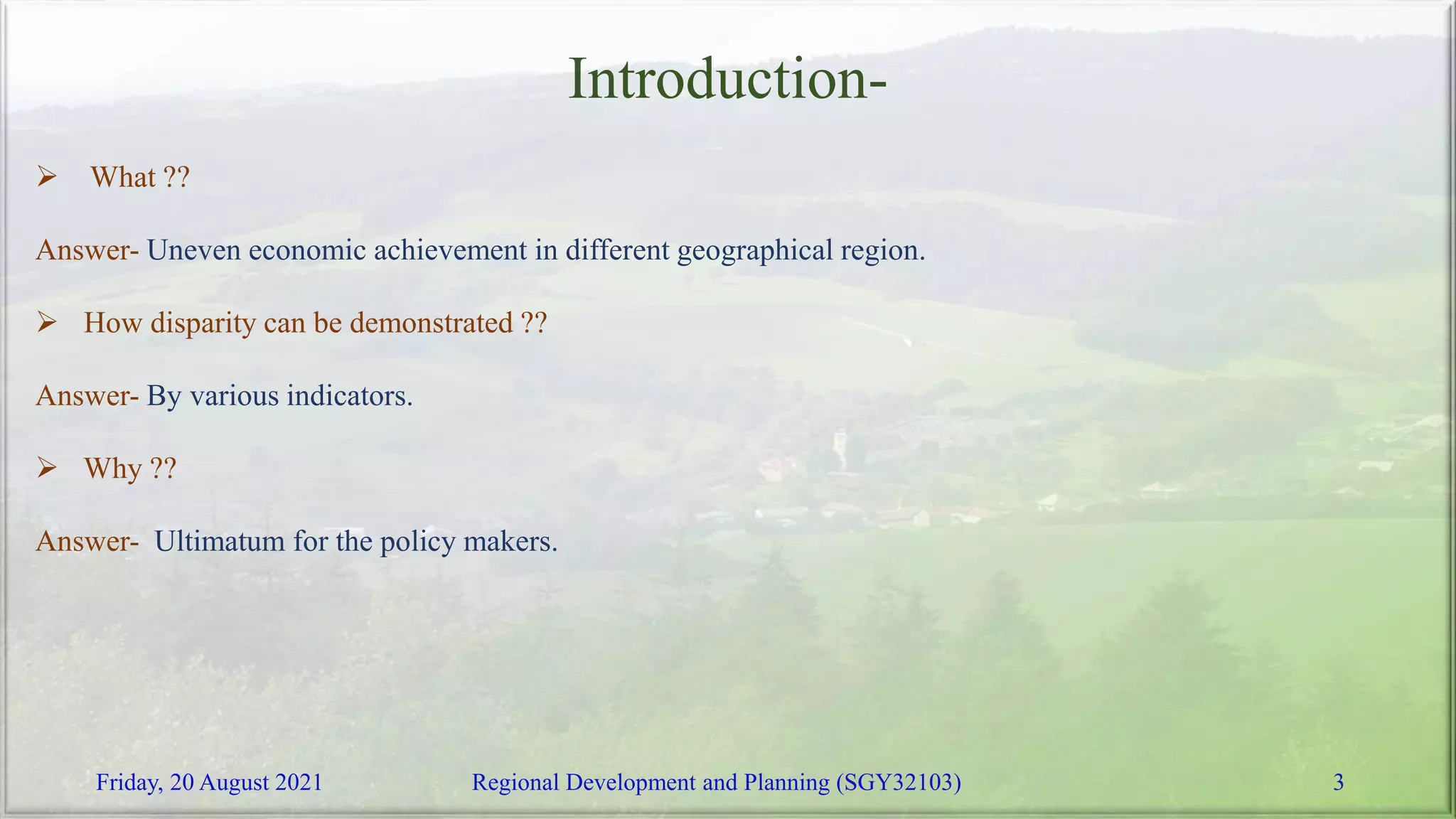 Regional disparity in India | PPSX