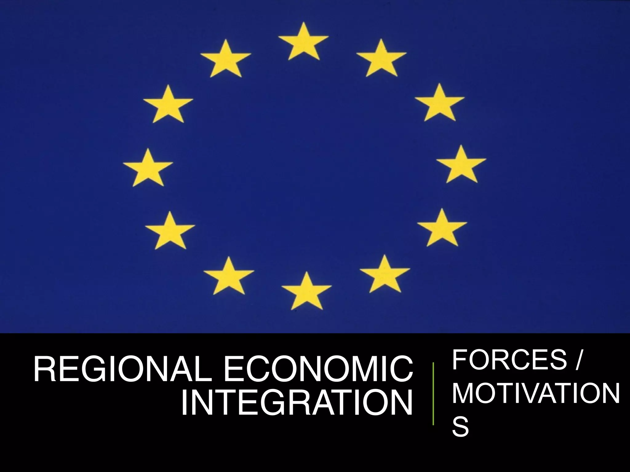 REGIONAL ECONOMIC
INTEGRATION
FORCES /
MOTIVATION
S
 
