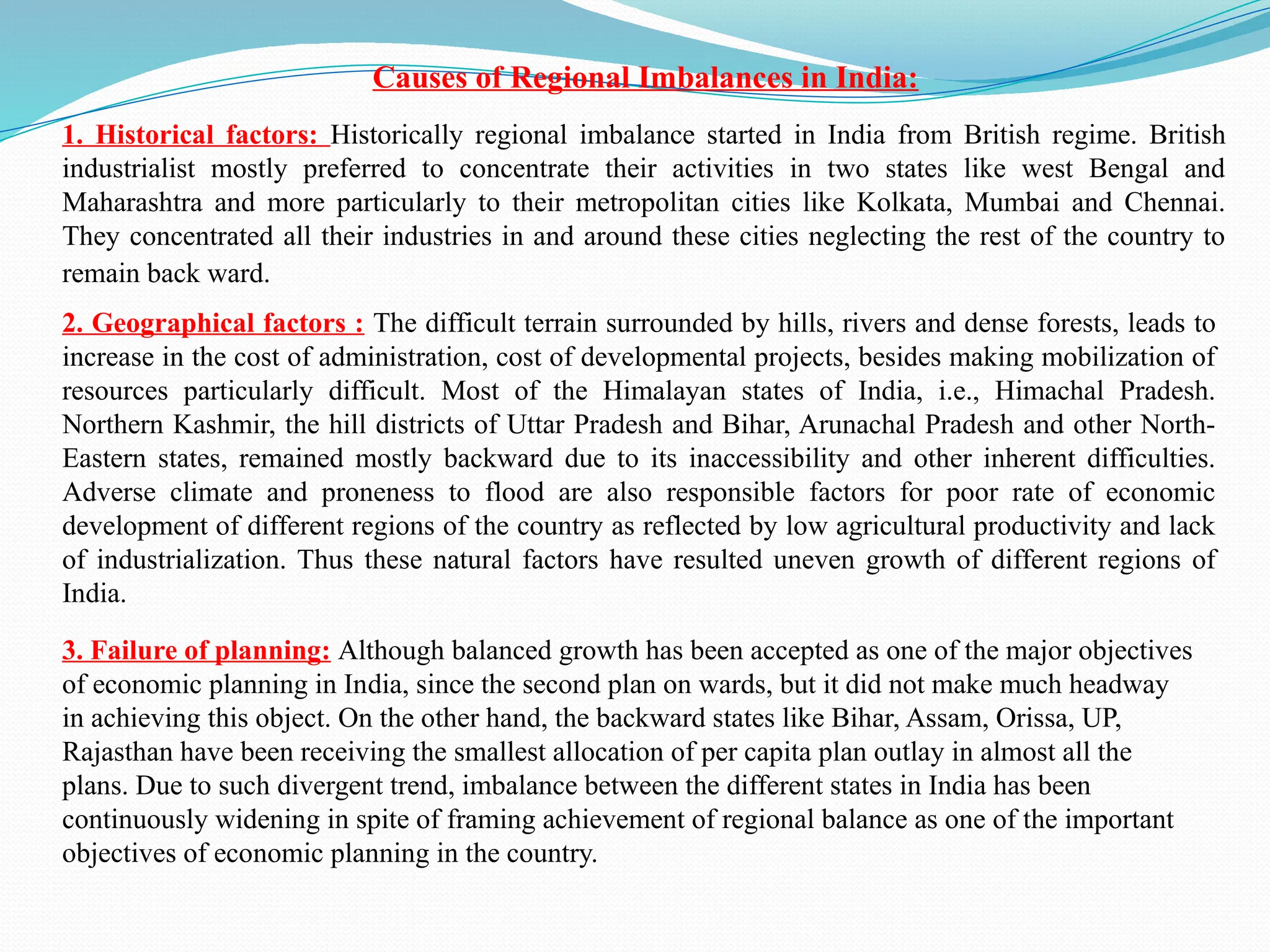 REGIONAL IMBALANCE in india its causes and consequences' | PPTX