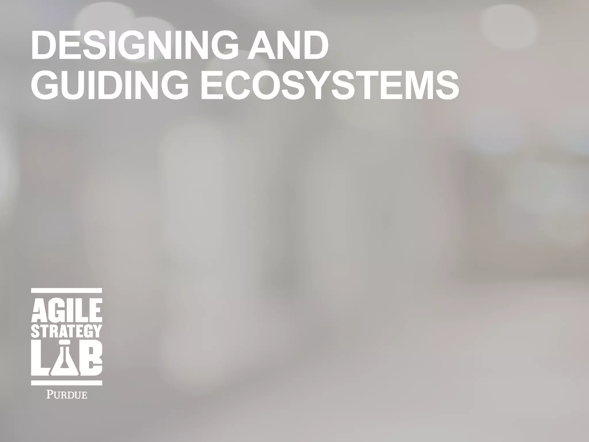 DESIGNING AND
GUIDING ECOSYSTEMS
 
