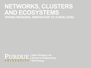 Agile Strategy Lab
School of Engineering
Technology
NETWORKS, CLUSTERS
AND ECOSYSTEMS
TAKING REGIONAL INNOVATION TO A NEW LEVEL
 