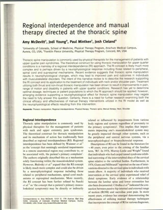 Regional interdependence and manual therapy directed at the thoracic spine