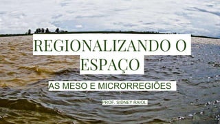 REGIONALIZANDO O
ESPAÇO
AS MESO E MICRORREGIÕES
PROF. SIDNEY RAIOL
 