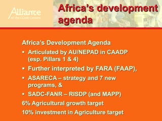 The Regional Plan for Collective Action in Eastern & Southern Africa: improving post-crisis recovery through agricultural research