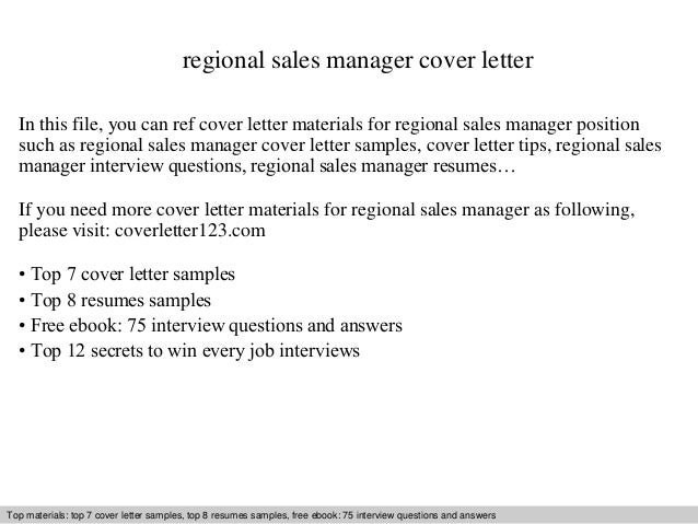 cover letter template for regional sales manager