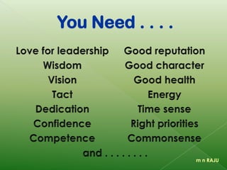 You Need . . . .
m n RAJU
 