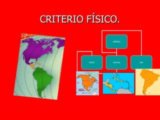 CRITERIO FÍSICO. AMÉRICA NORTE CENTRAL SUR 