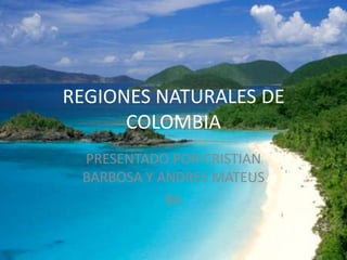 REGIONES NATURALES DE
      COLOMBIA
 PRESENTADO POR:CRISTIAN
 BARBOSA Y ANDRES MATEUS
            8A
 