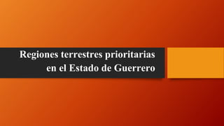 Regiones terrestres prioritarias 
en el Estado de Guerrero 
 