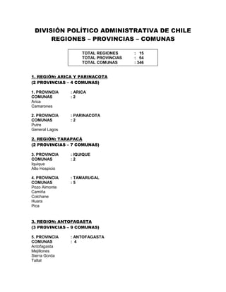 Regiones y comunas de chile PDF