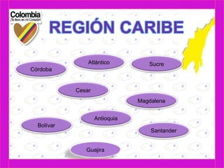 Córdoba 
Atlántico 
Cesar 
Bolívar 
Sucre 
Magdalena 
Antioquia 
Guajira 
Santander 
 