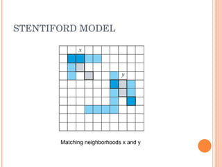 STENTIFORD MODEL Matching neighborhoods x and y 