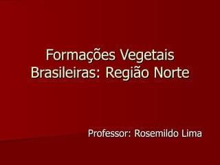 Formações Vegetais Brasileiras: Região Norte Professor: Rosemildo Lima 