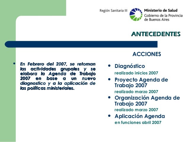 Region sanitaria III. Agenda de trabajo 2007
