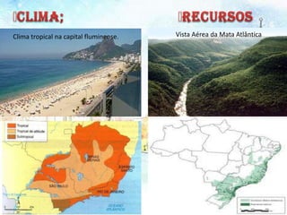 Clima tropical na capital fluminense.   Vista Aérea da Mata Atlântica
 