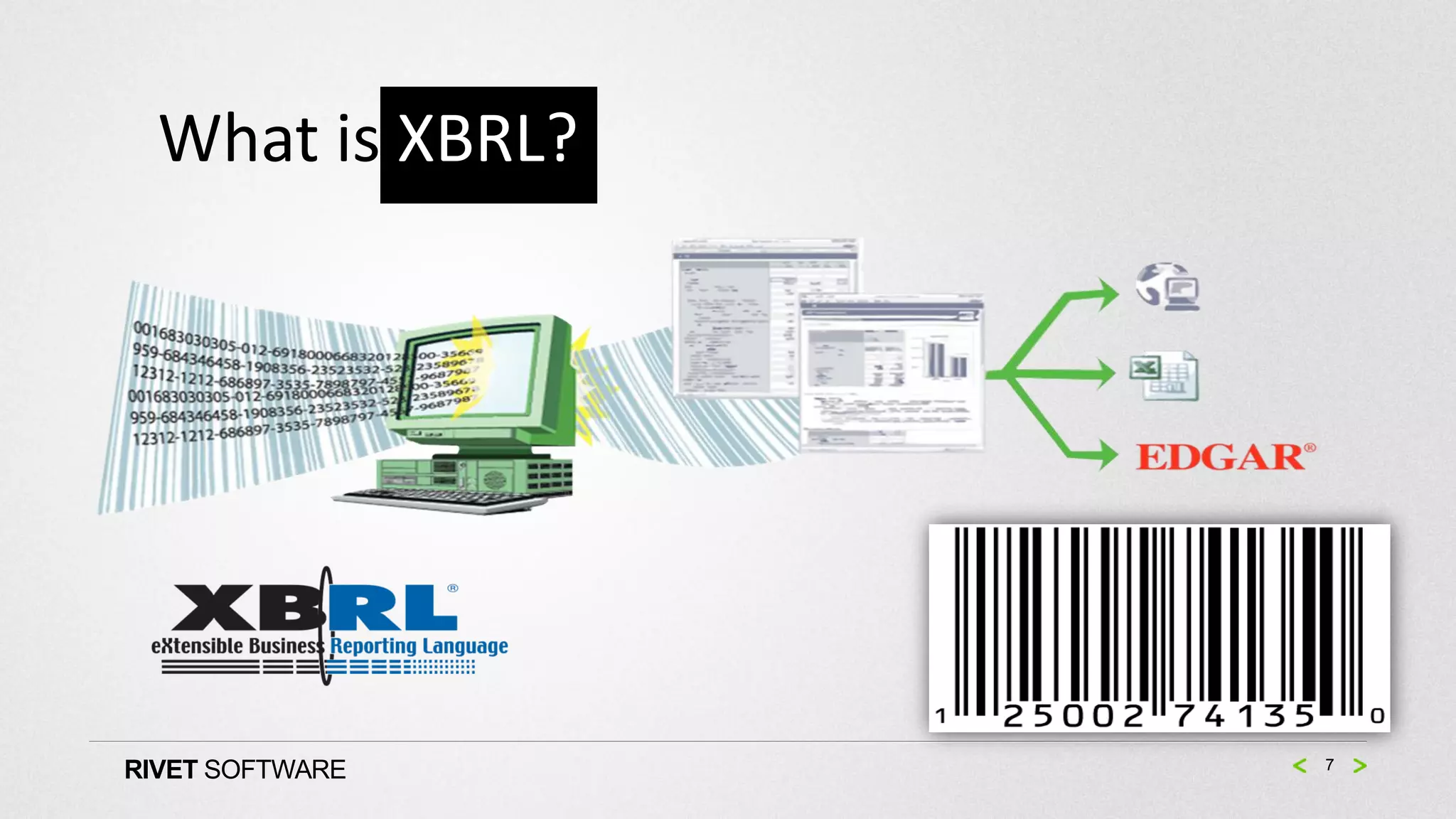 What is XBRL?




RIVET SOFTWARE    7
 